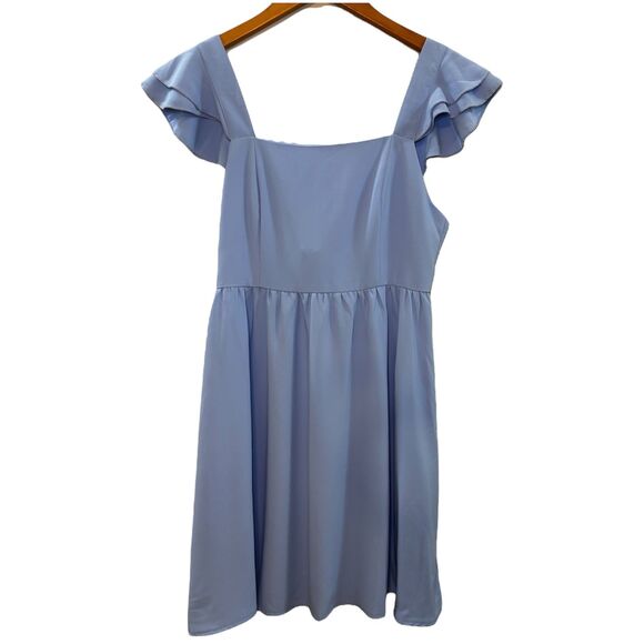 SHEIN Ruffled Self-Tie Fit & Flare Mini Dress Blue Size Small - Picture 1 of 4